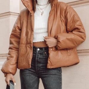 Women's Tan Puffer Jacket